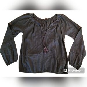 2000's Y2K Abercrombie & Finch Navy Blue Long Sleeve Shirt Sz. S